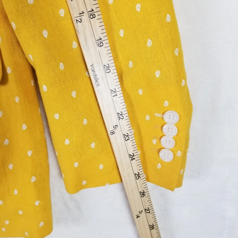 Linea Uomo Blazer Mens 52R Yellow Linen Blend Micro Teardrop Paisley Lined S3100
